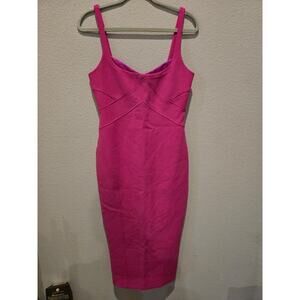 Cinq à Sept Women's Fuchsia Bodycon Midi Dress Size 4 Party Cocktail